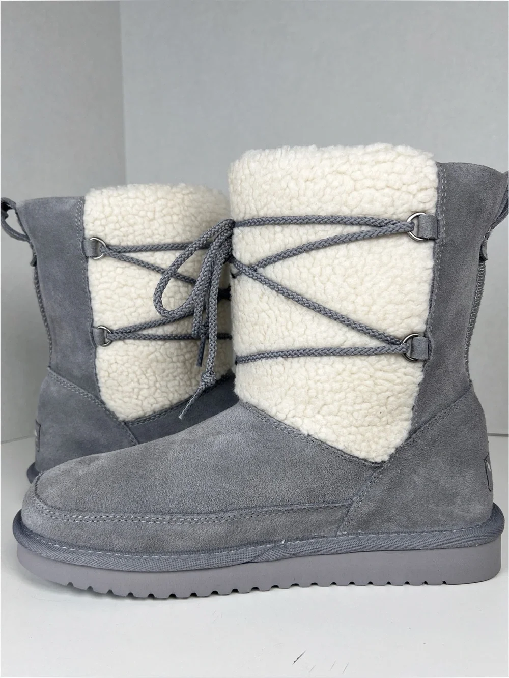 KOOLABURA By UGG Women’s Size 8 Gray Suede Michon Short Wraparound Lace Boot